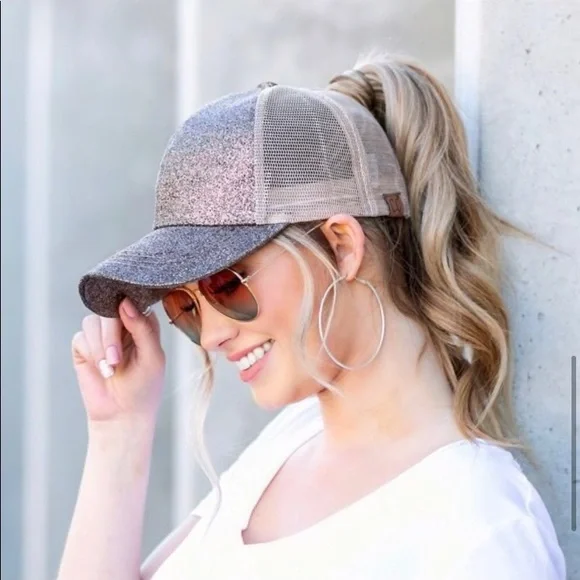 Smokey gold glitter women’s baseball cap - Picture 1 of 7